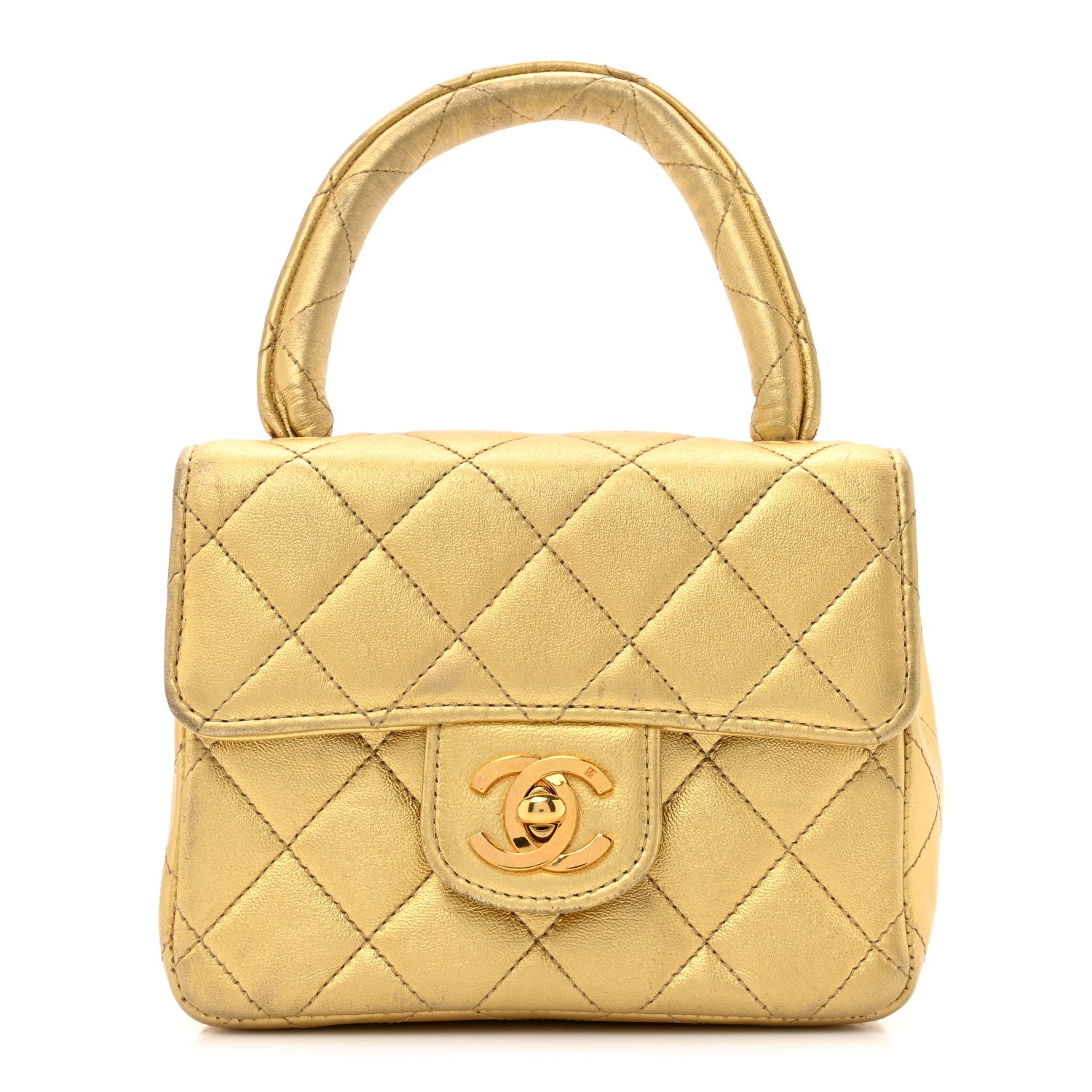 Chanel Metallic Lambskin Quilted Parent Child Kelly Flap Gold 4 of 29
