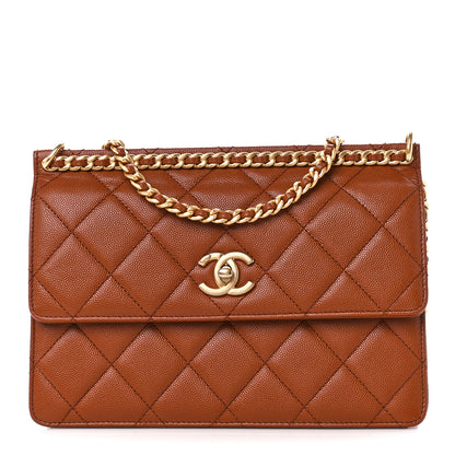 Chanel Caviar Quilted Chain Frame Flap Light Brown 1 of 12