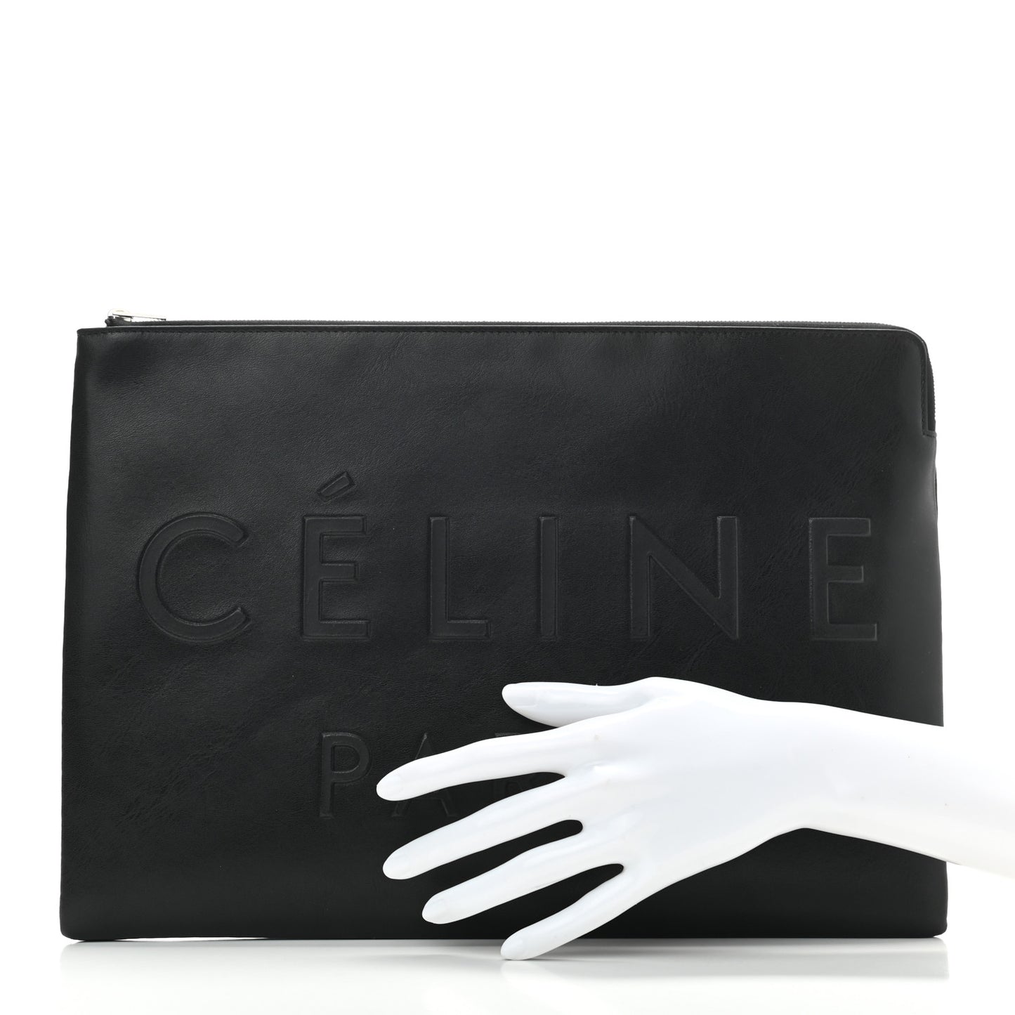 Calfskin Large Made In Clutch Pouch Black