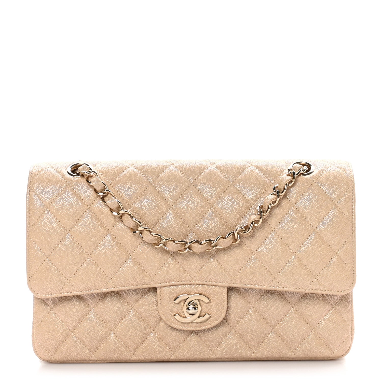 Chanel Iridescent Caviar Quilted Medium Double Flap Beige 1 of 11