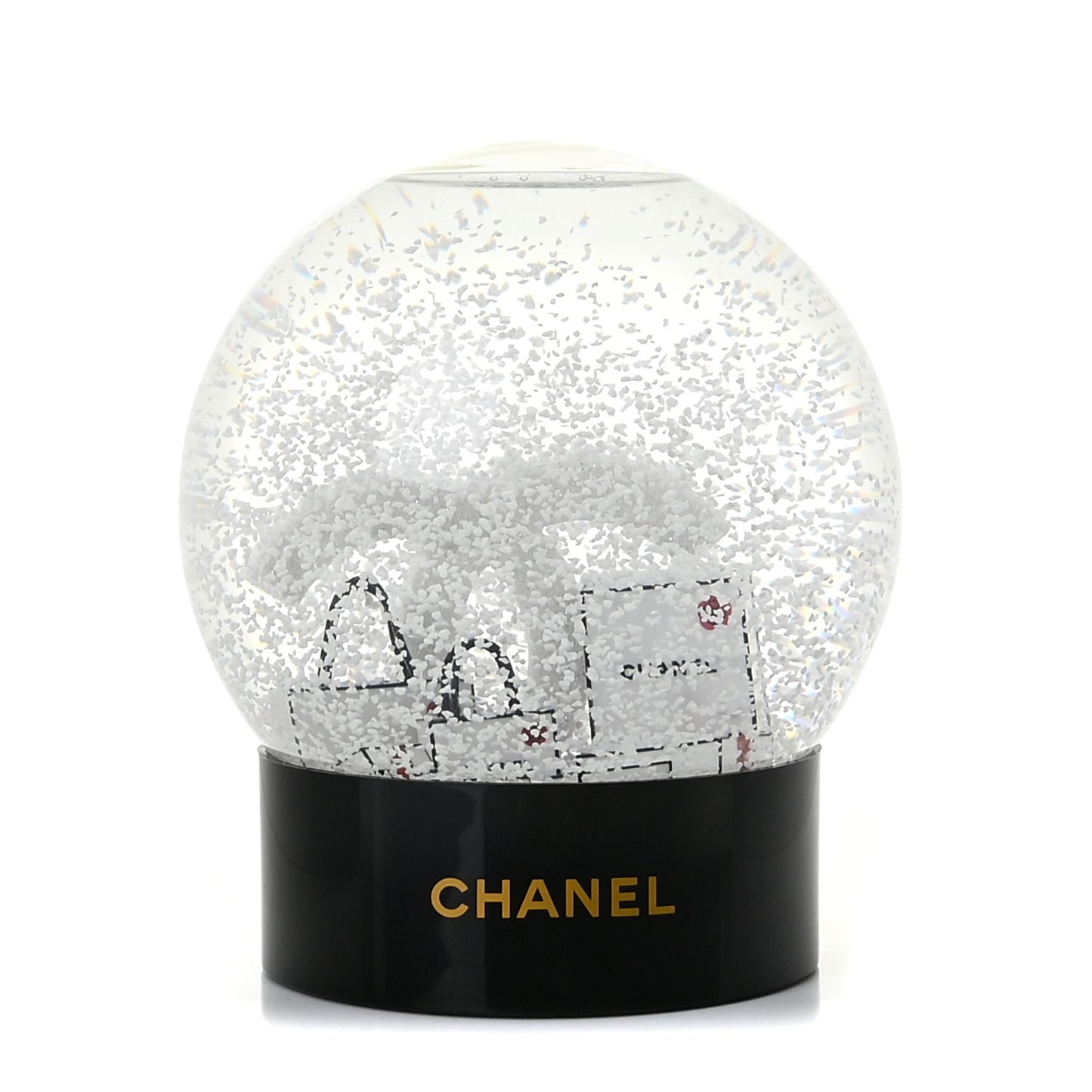 Glass CC Shopping Bag Snow Globe