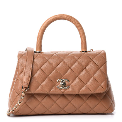 Chanel Caviar Quilted Lizard Embossed Mini Coco Handle Flap Brown 1 of 11