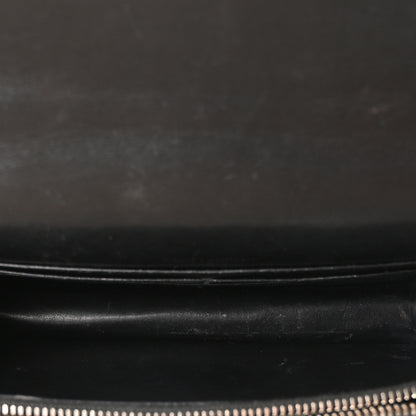 Saint Laurent Calfskin Crocodile Embossed Monogram Sunset Top Handle Chain Wallet Black 5 of 9