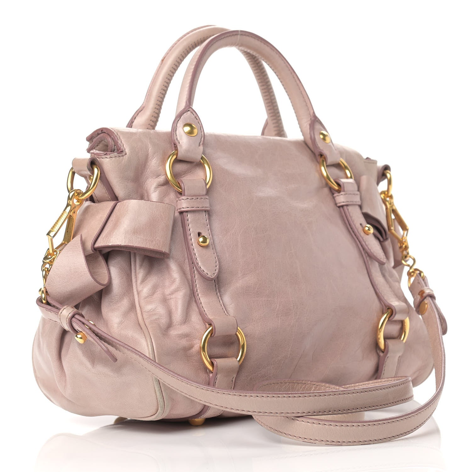 Miu Miu Vitello Lux Mini Bow Bag Cipria 3 of 19