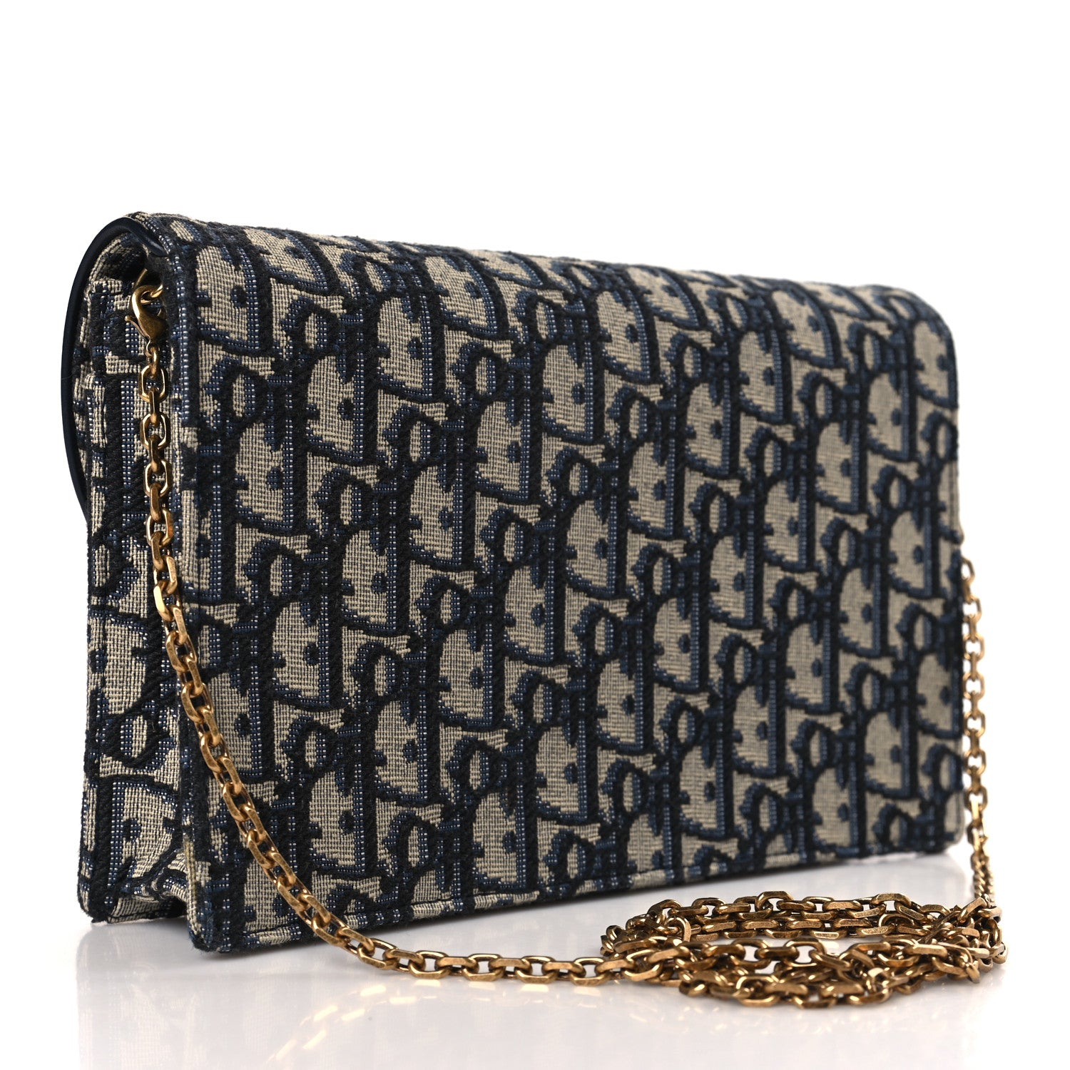 Christian Dior Oblique Saddle Chain Pouch Blue 3 of 9