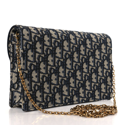 Christian Dior Oblique Saddle Chain Pouch Blue 3 of 9