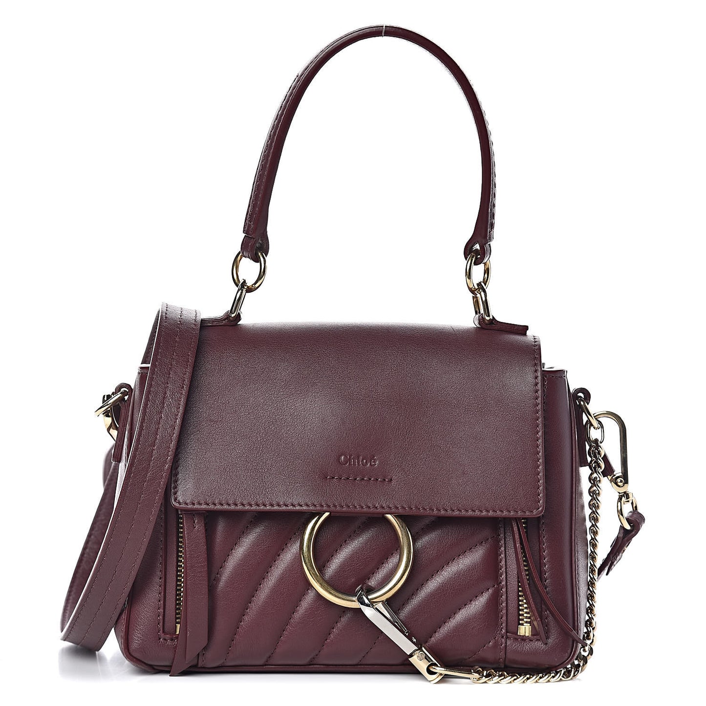 Calfskin Quilted Mini Faye Day Shoulder Bag Burnt Brown