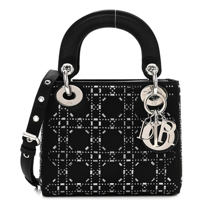 Christian Dior Satin Crystal Cannage Mini Lady Dior Black 1 of 9