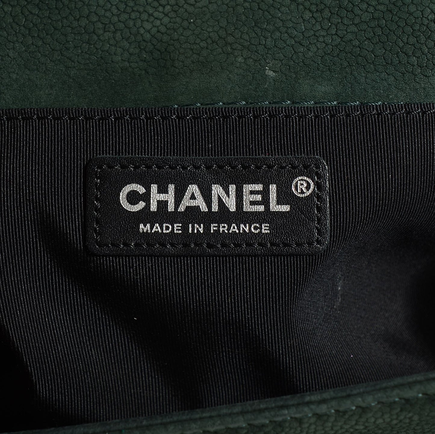 Iridescent Caviar Quilted Medium Boy Flap Dark Green
