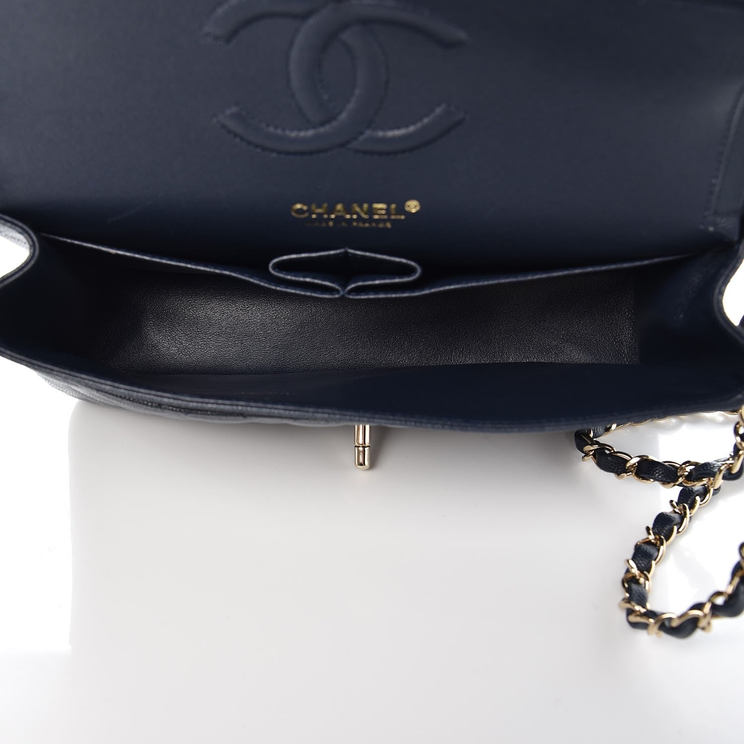 Chanel Caviar Quilted Medium Double Flap Navy 8 of 12