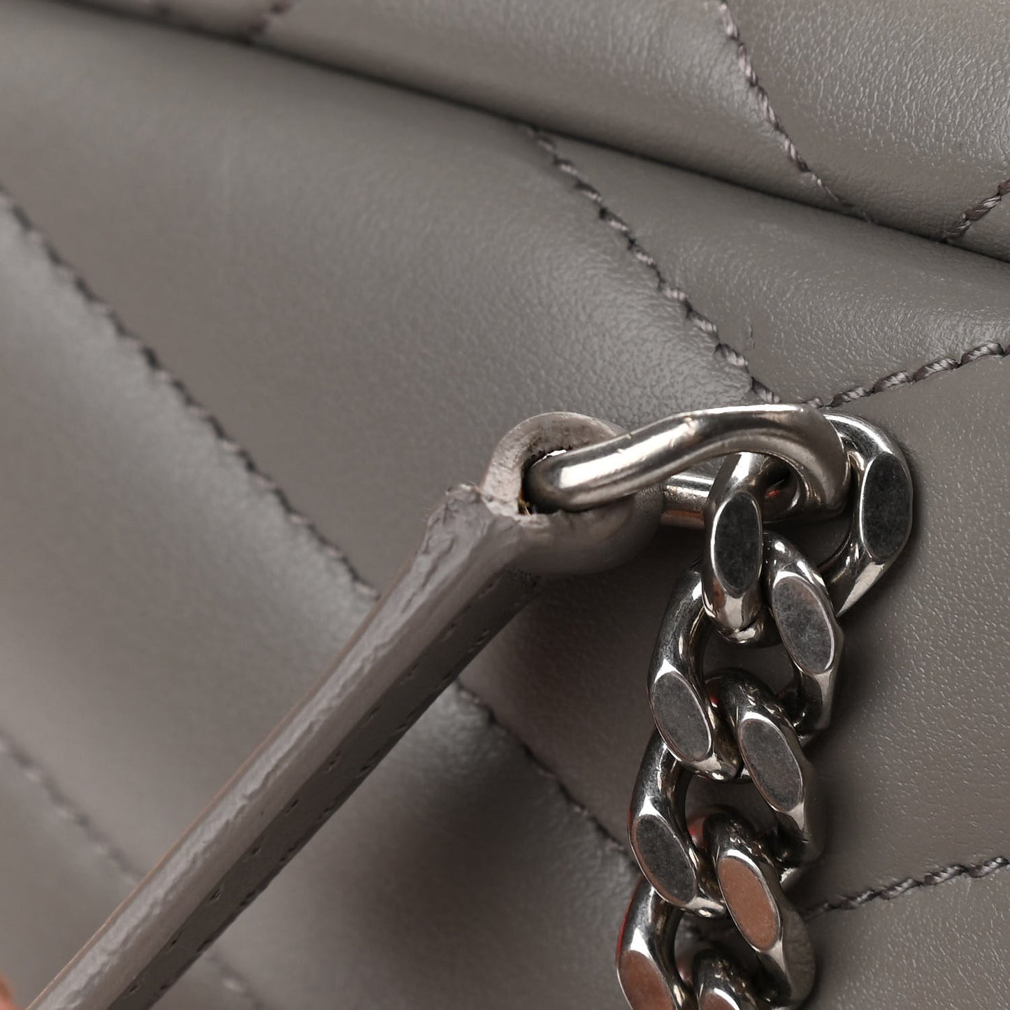 Calfskin Y Quilted Monogram Small Loulou Bowling Bag Light Gray