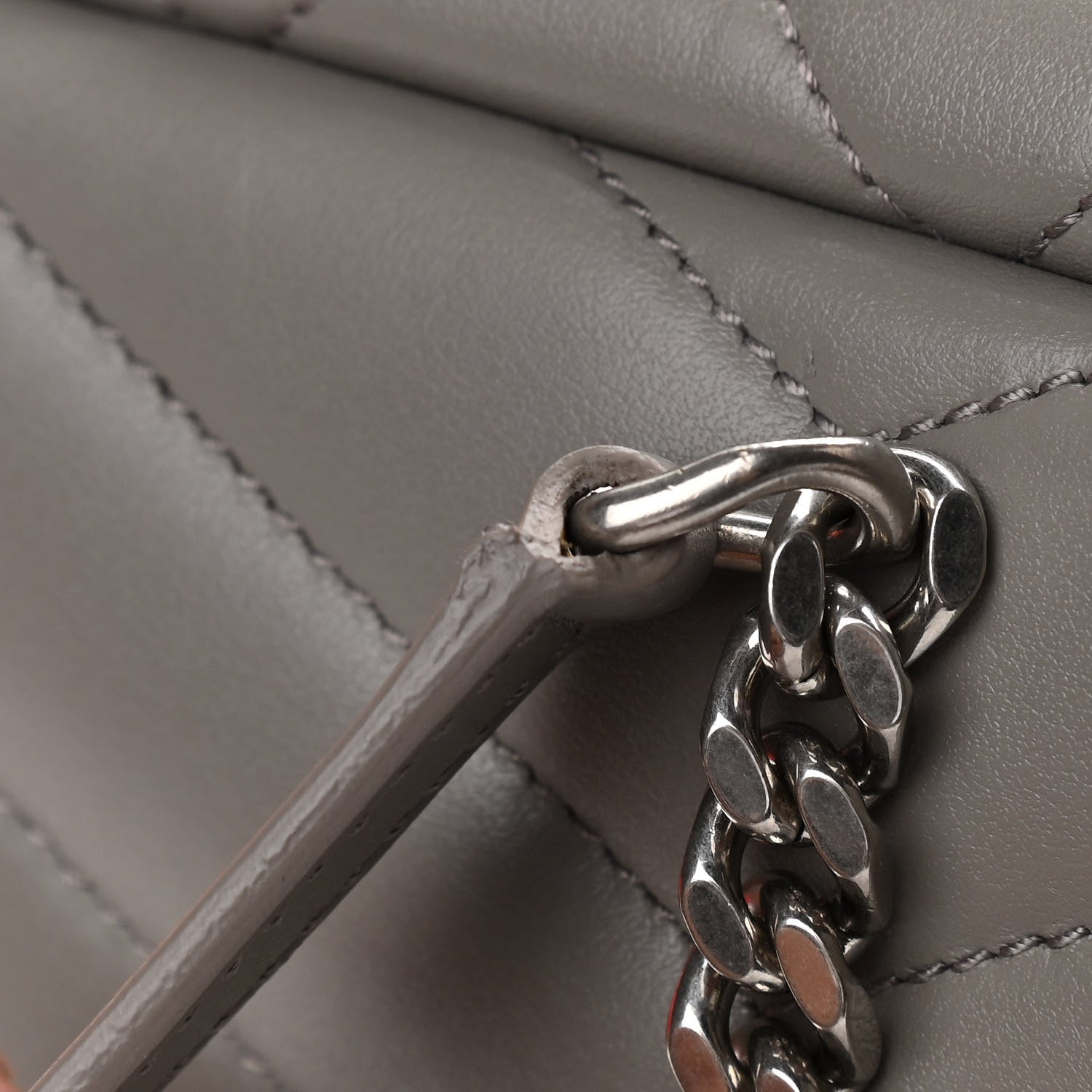 Saint Laurent Calfskin Y Quilted Monogram Small Loulou Bowling Bag Light Gray 13 of 14