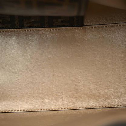 Fendi Vitello Seta Glazed Fabric FF 1974 Large Peekaboo X-Lite Maya Mogano Panna 13 of 13