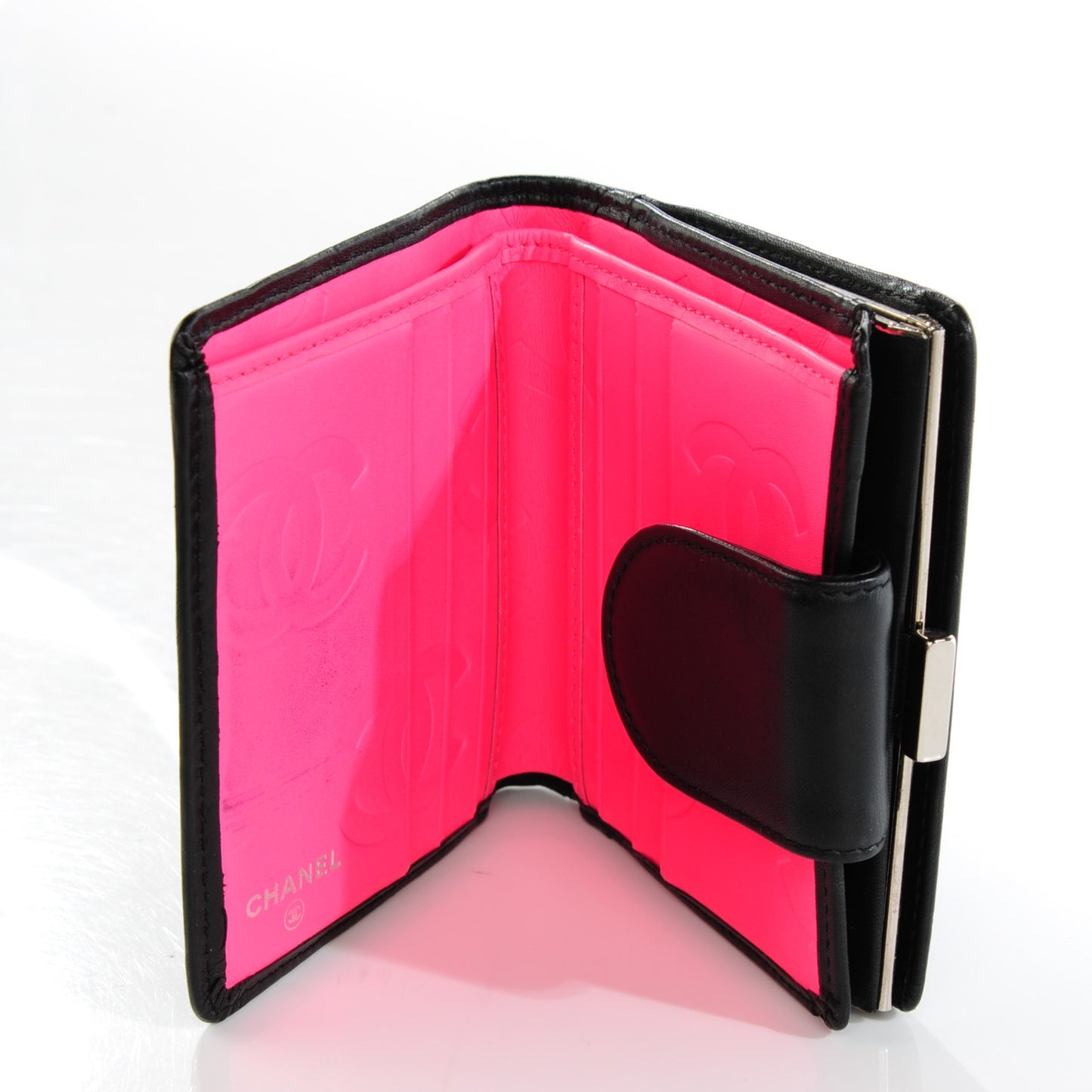 Calfskin Quilted Cambon Bi-Fold Wallet Black