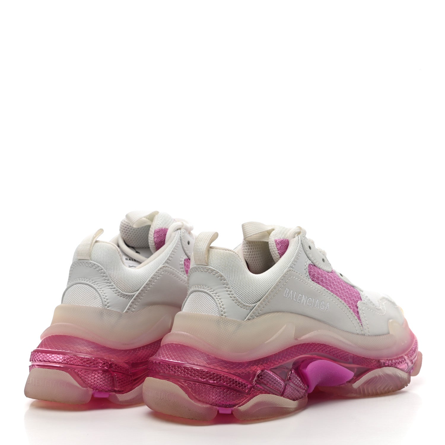 Balenciaga Fabric Mesh Clear Sole Womens Triple S Sneakers 36 White Pink 4 of 10
