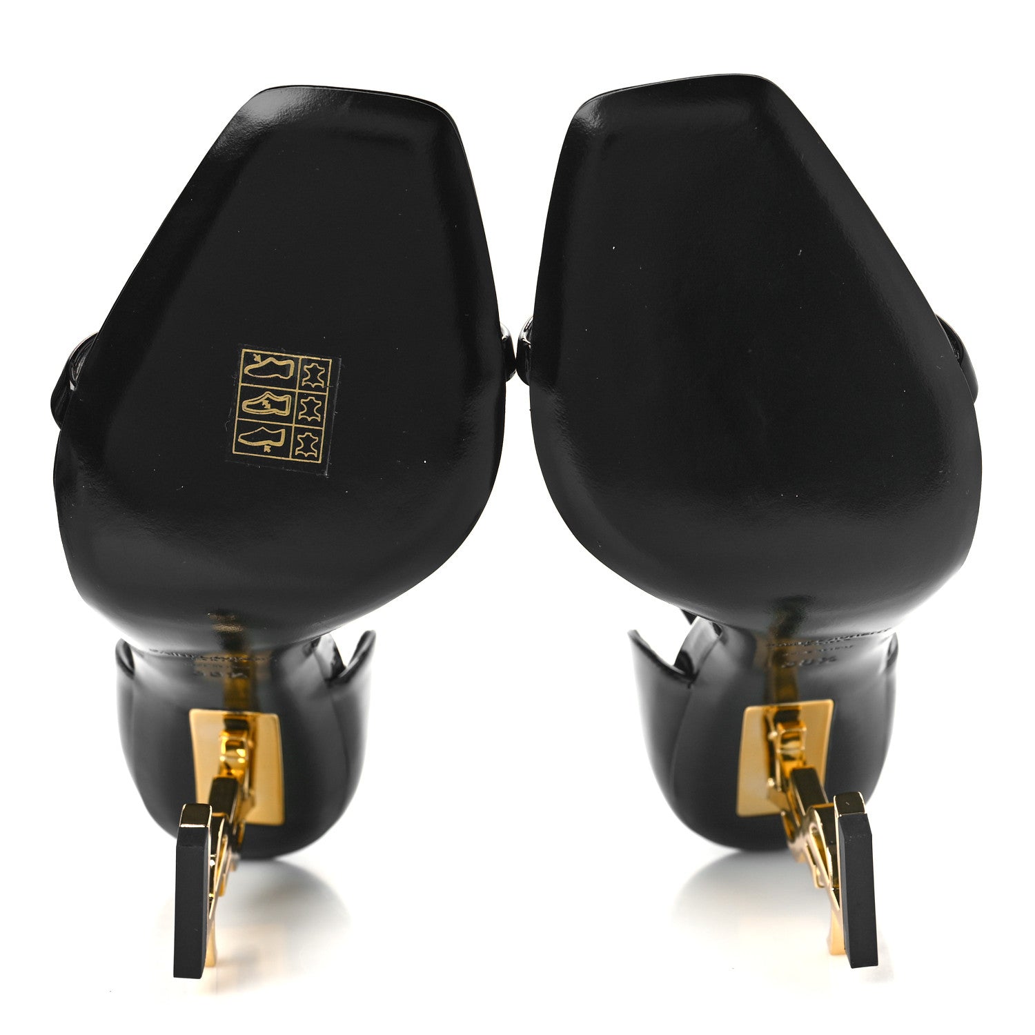 Saint Laurent Patent Calfskin Opyum 110 Sandals 38.5 Black Gold 6 of 9