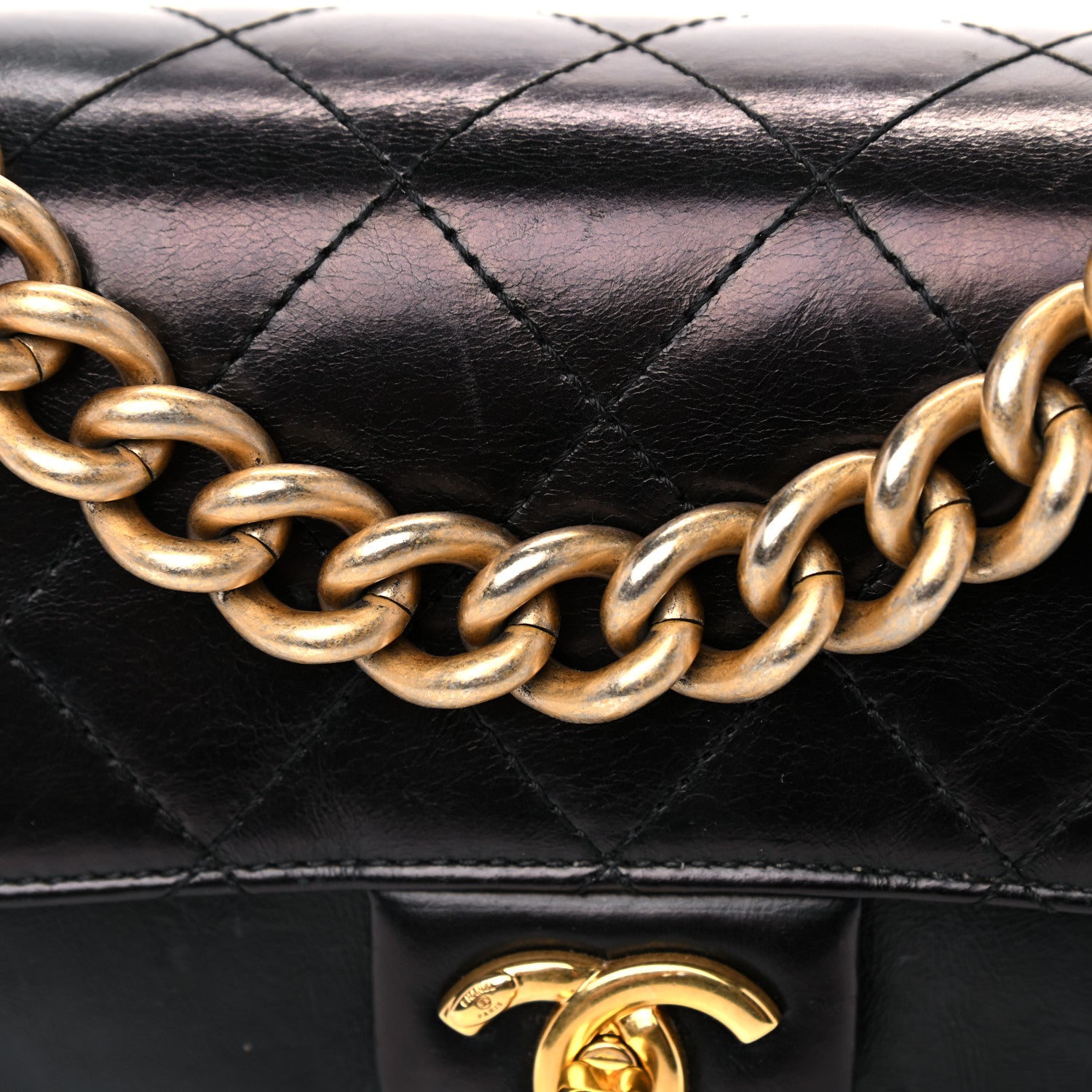 Chanel Iridescent Calfskin Quilted Small Straight Lined Flap Black 8 of 23