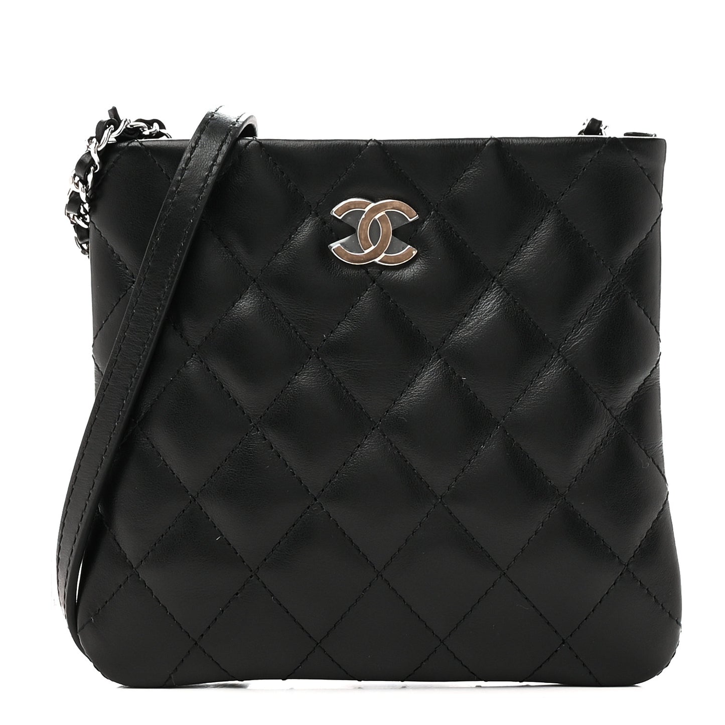Lambskin Quilted Crossbody Bag Black