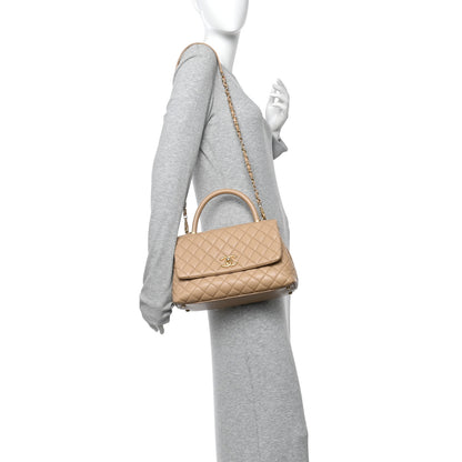 Chanel Caviar Quilted Small Coco Handle Flap Beige 2 of 13
