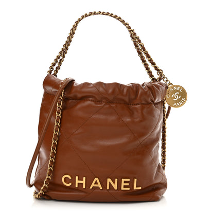 Chanel Shiny Calfskin Quilted Mini Chanel 22 Light Brown 1 of 10