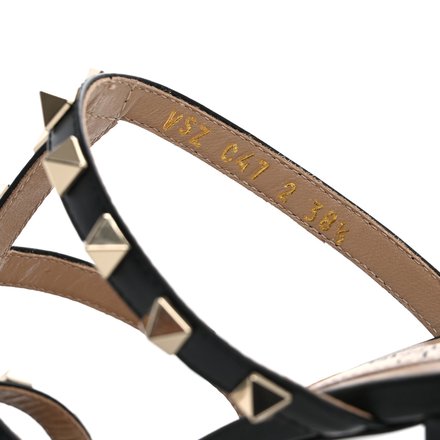 Calfskin Rockstud 60mm Caged Slide Sandals 38.5 Black