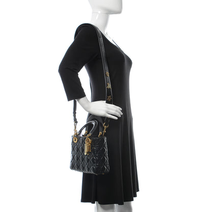 Christian Dior Crinkled Patent Cannage Small Lucky Badges My Lady Dior Black 2 of 7