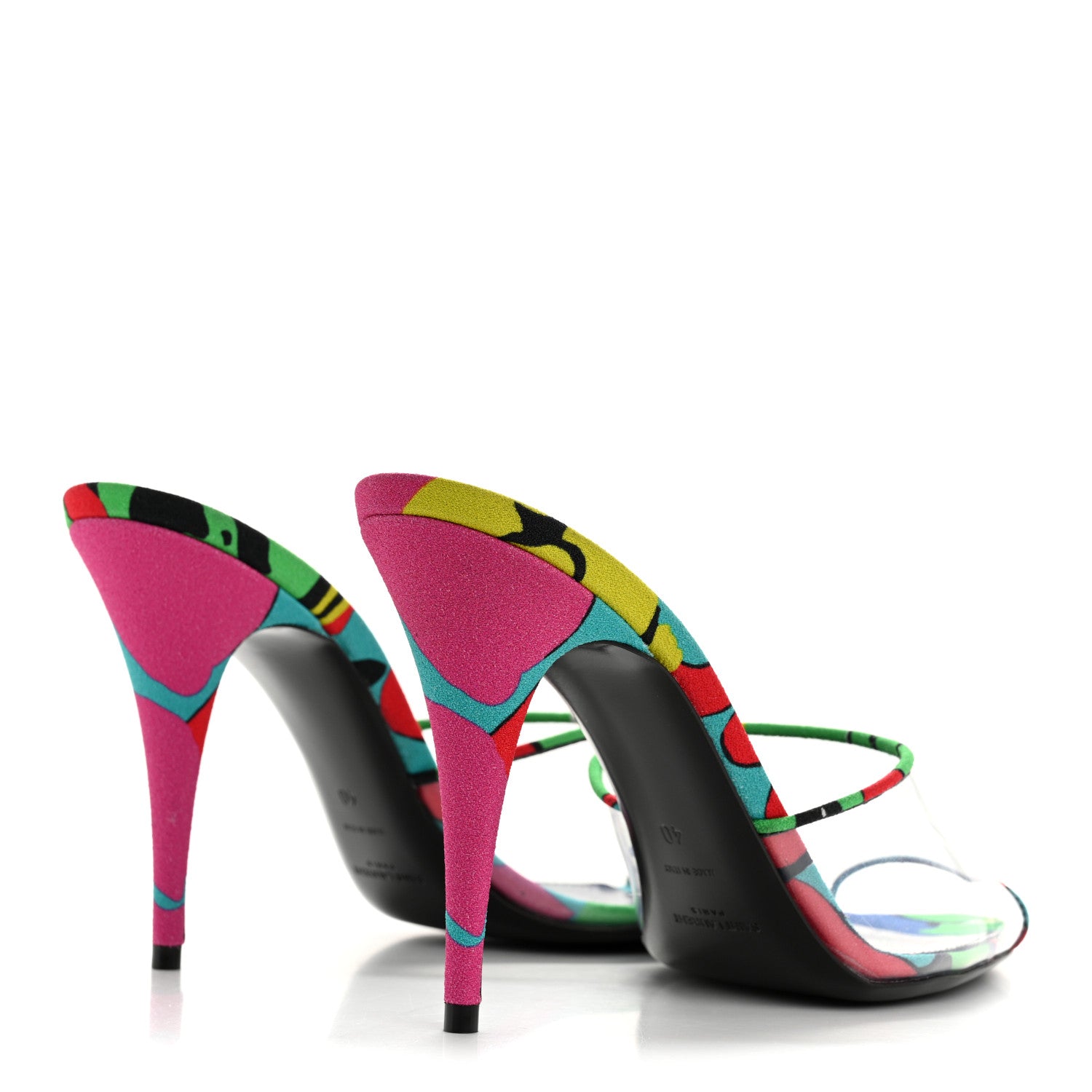 Saint Laurent Transparent Ibiza Flower Gippy 95 Mule Sandals 40 Multicolor 5 of 9