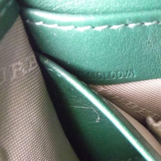 Patent Check Embossed Zip Wallet Veridian Green