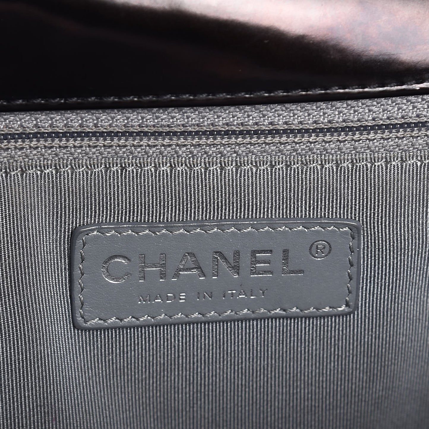 Glazed Calfskin Large Boy Flap Black