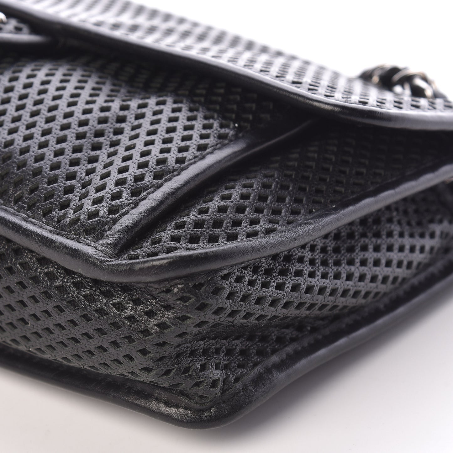 Perforated Calfskin Large Up In The Air Flap Black