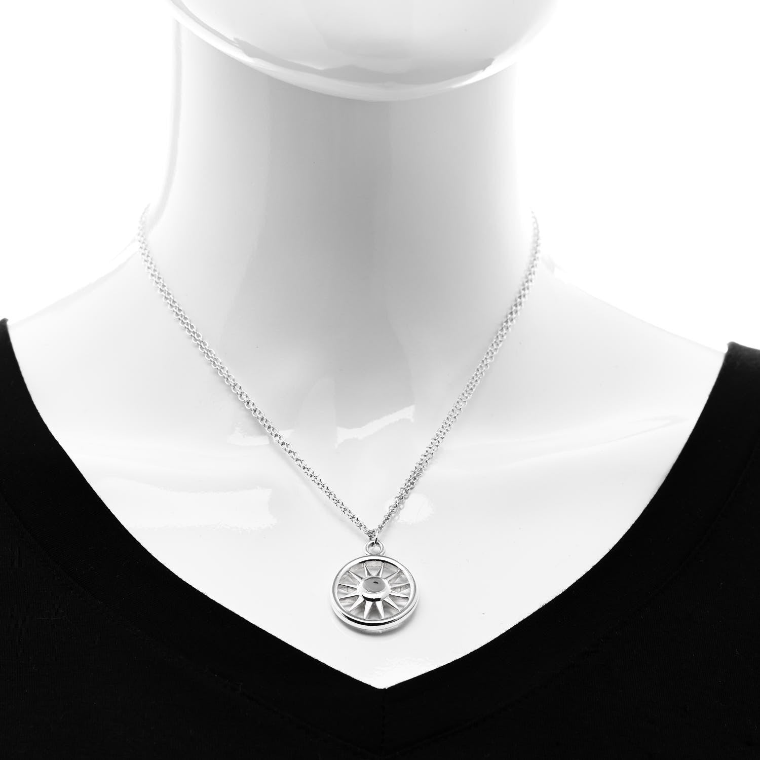Tiffany Sterling Silver Sun Double Chain Pendant Necklace 2 of 6