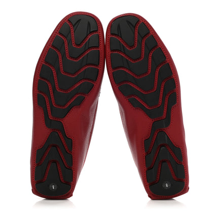 Gucci Calfskin Web Mens Driver Loafers 8 Red 5 of 10