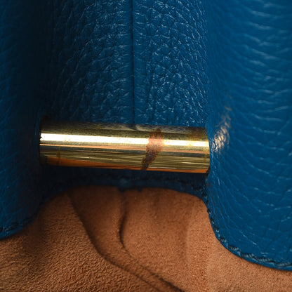 MCM Grained Calfskin Drawstring Bucket Bag Blue 16 of 16