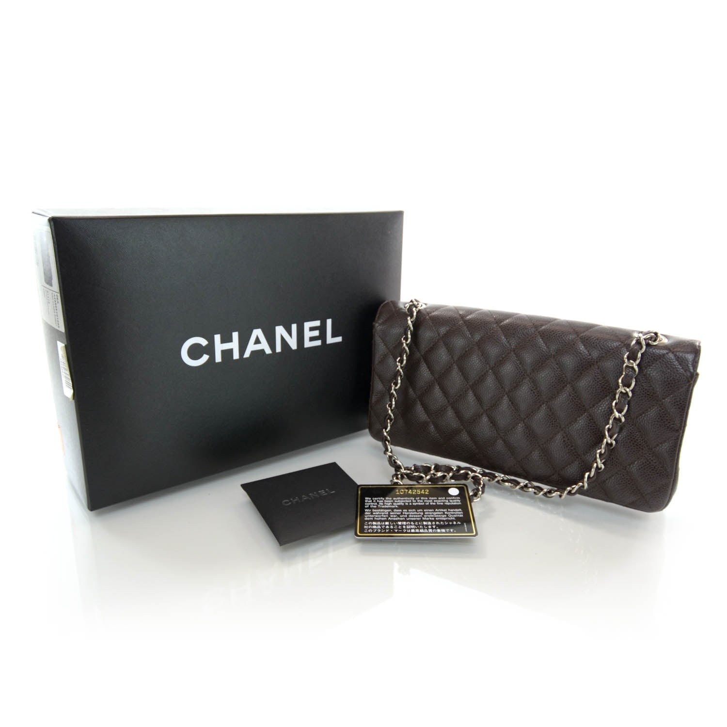 Chanel Caviar East West Flap Marron Fonce 3 of 9