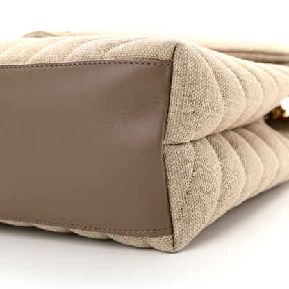 Saint Laurent Linen Y Quilted Monogram Medium Loulou Chain Satchel Natural Taupe 10 of 11