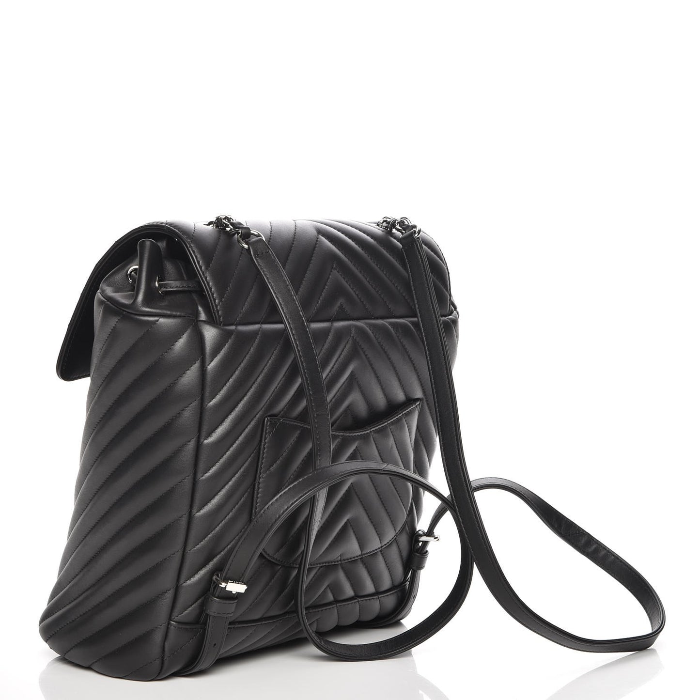 Calfskin Chevron Quilted Large Urban Spirit Backpack Black