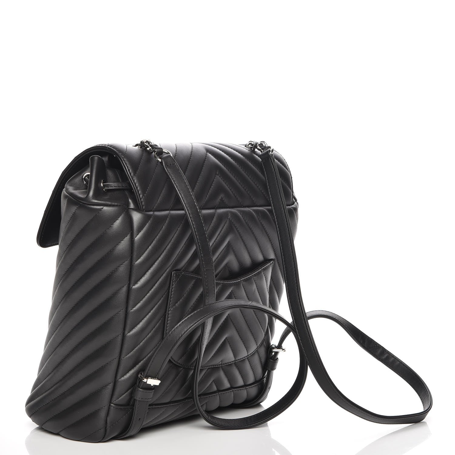 Chanel Calfskin Chevron Quilted Large Urban Spirit Backpack Black 3 of 8