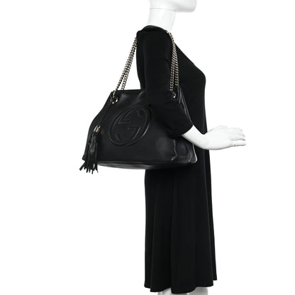 Gucci Pebbled Calfskin Medium Soho Chain Shoulder Bag Black 2 of 9