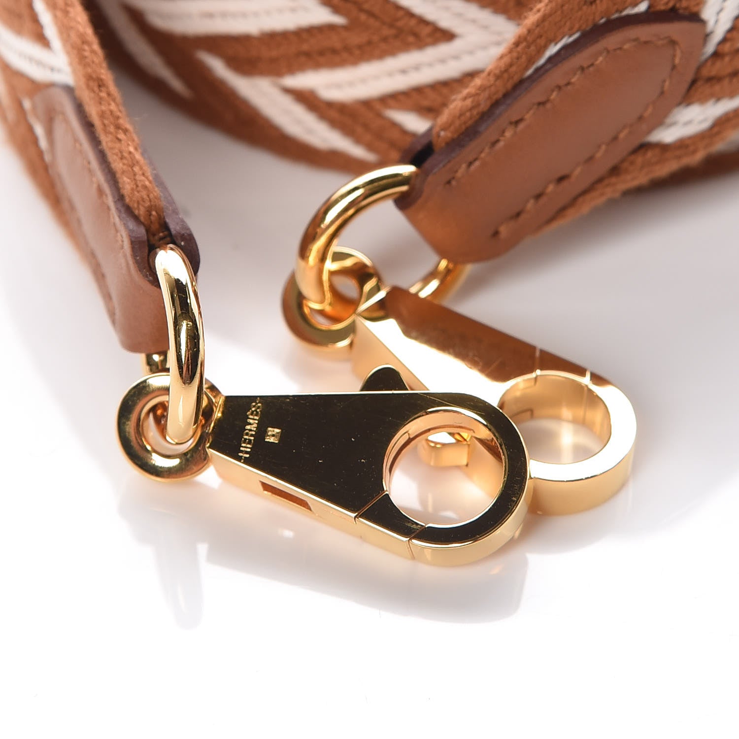 Hermes Toile Swift 25mm Sangle ZigZag Shoulder Strap Gold White 4 of 5