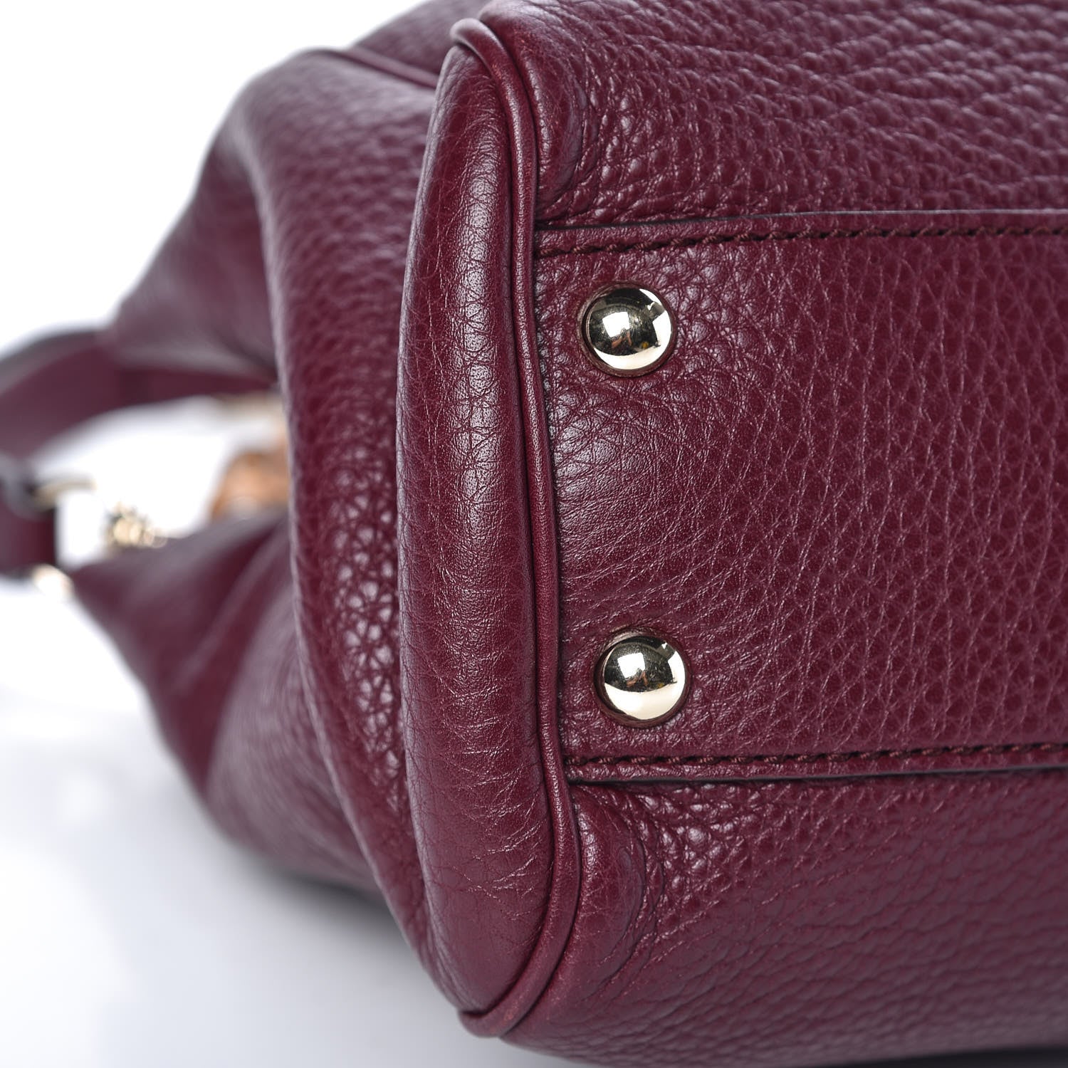 Gucci Calfskin Small Bamboo Shopper Tote Burgundy 8 of 9