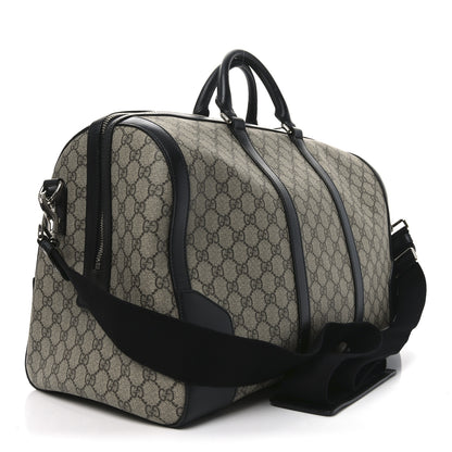 Gucci GG Supreme Monogram Selleria Calfskin Medium Duffle Beige Ebony Black 2 of 9