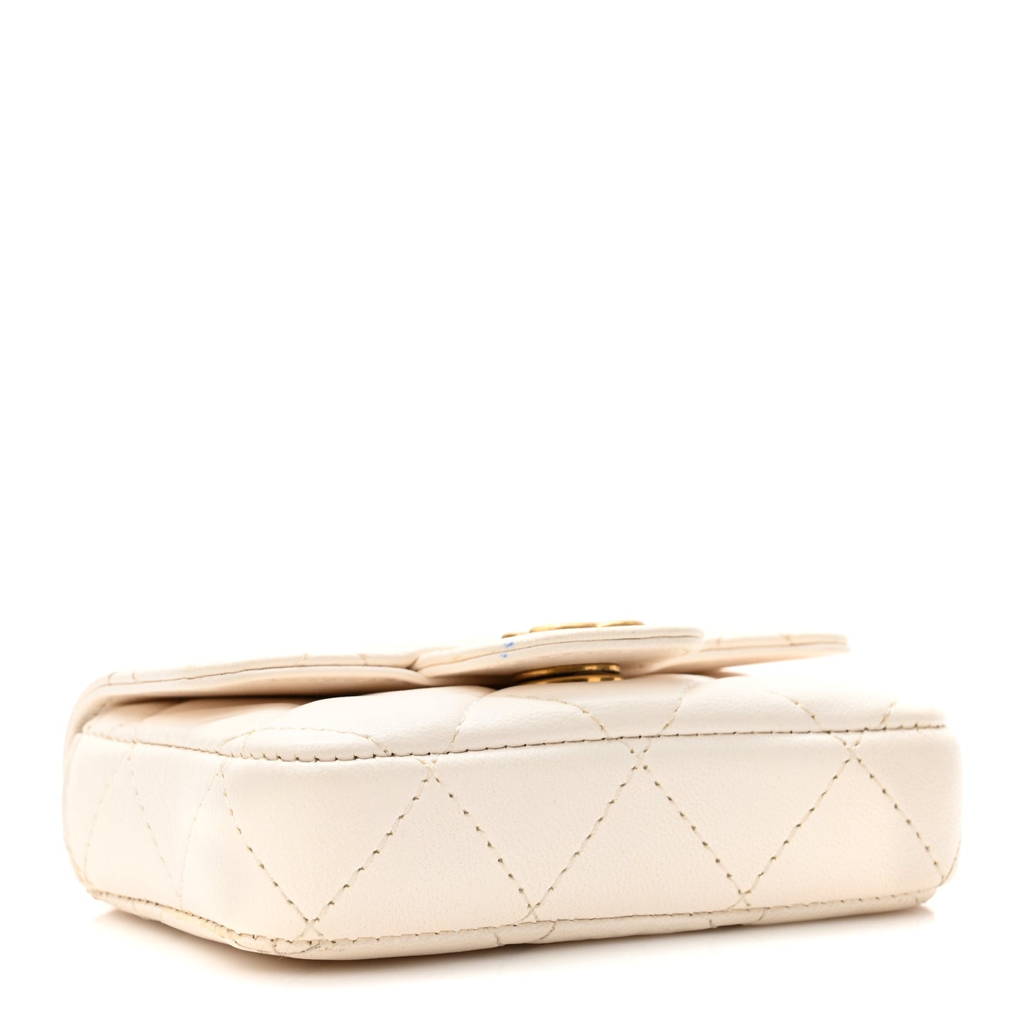 Lambskin Enamel Quilted Mini Chain Belt Bag White