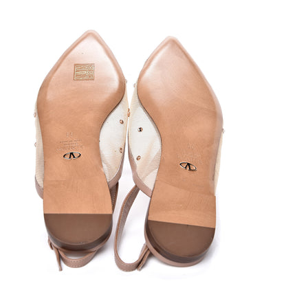 Valentino Garavani Mesh Crystal Cap Toe Slingback Flats 39 Nude 5 of 8