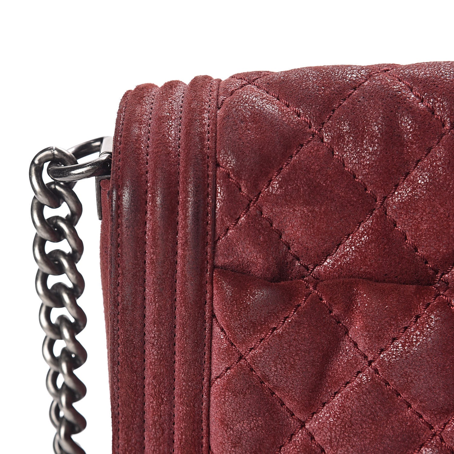 Chanel Iridescent Calfskin Quilted New Medium Gentle Boy Flap Dark Red 13 of 16