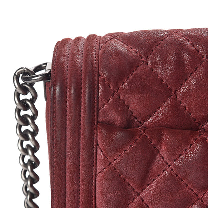 Chanel Iridescent Calfskin Quilted New Medium Gentle Boy Flap Dark Red 13 of 16
