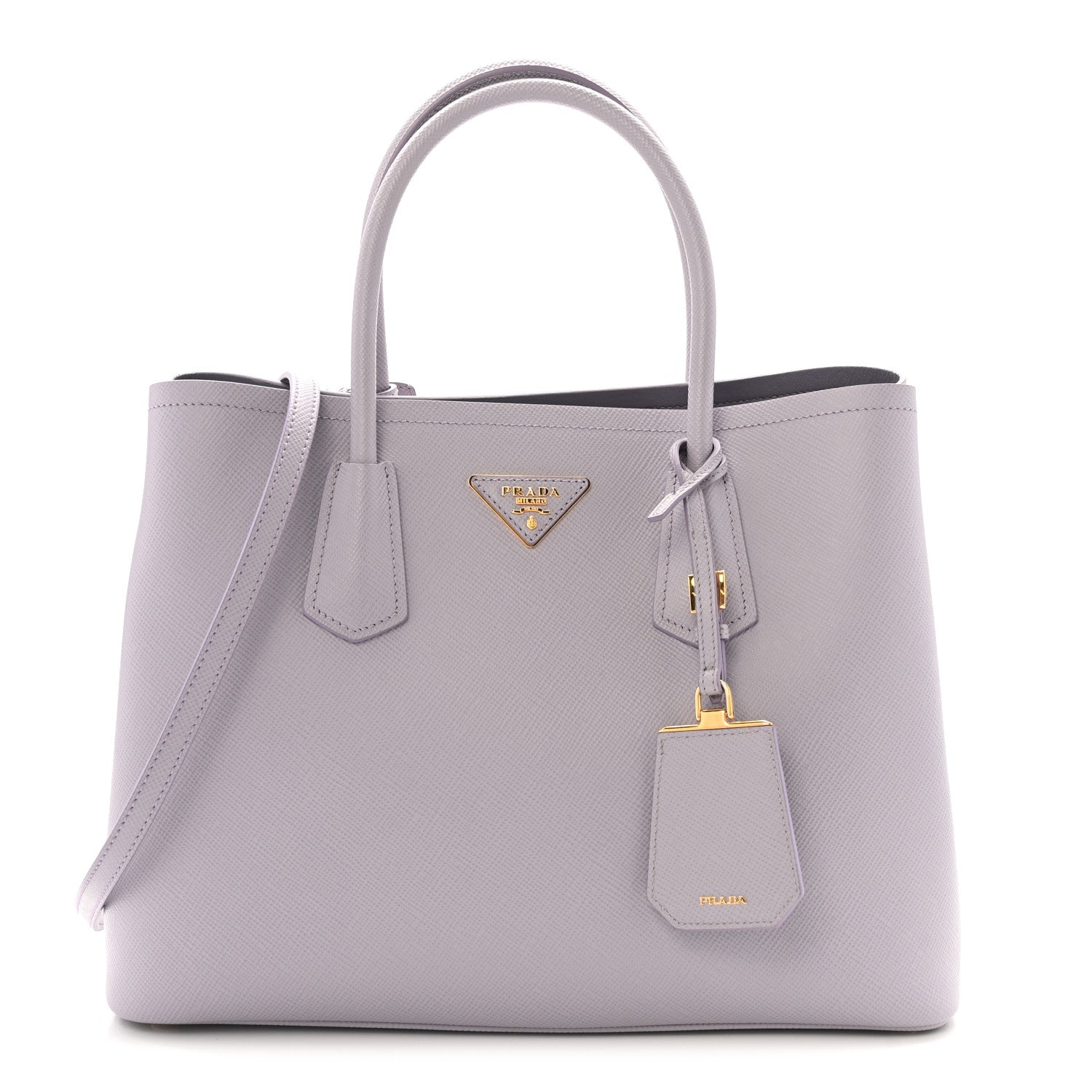 Prada Saffiano Cuir Small Double Bag Glicine 1 of 12
