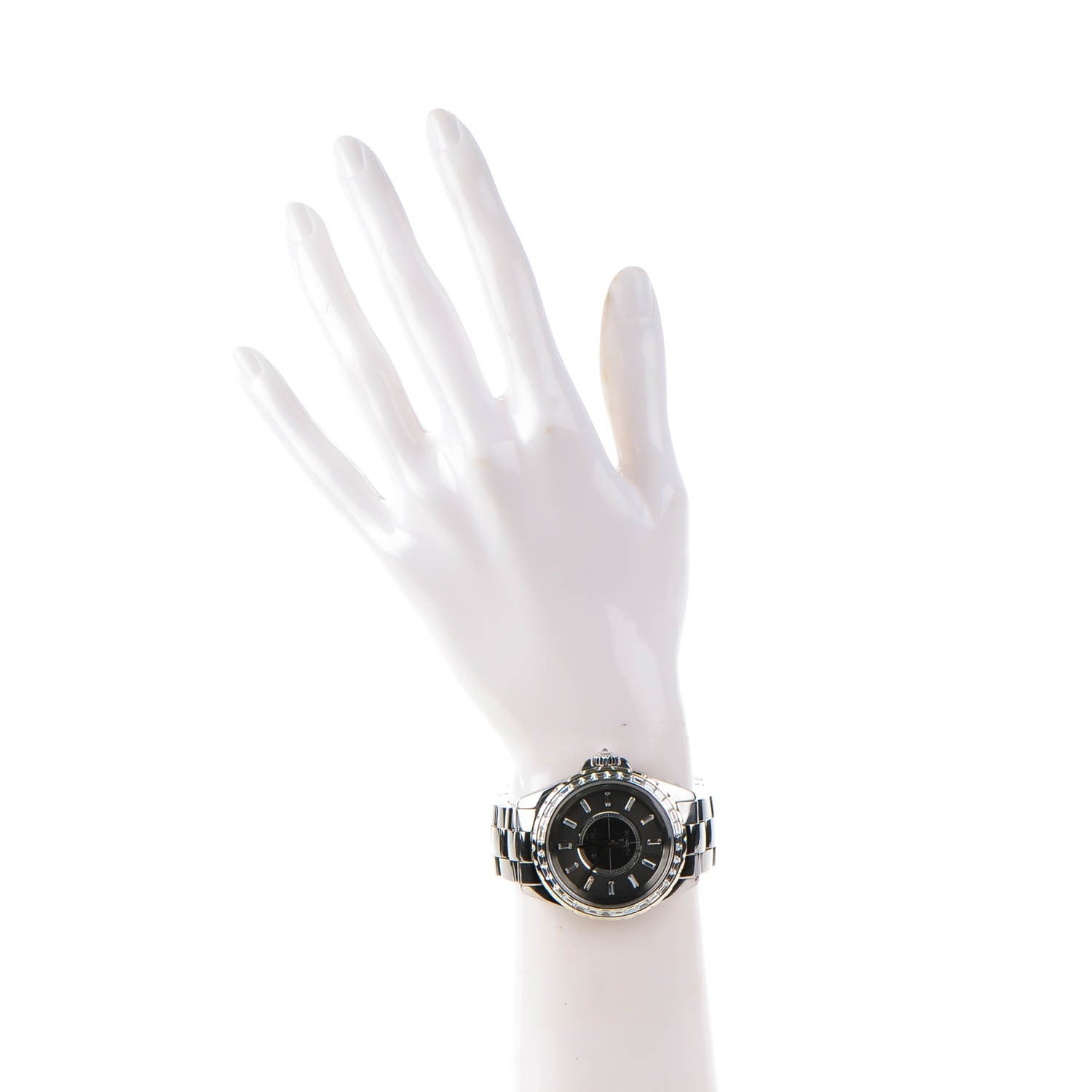 Chanel Titanium Ceramic Diamond Baguette 38mm J12 Automatic Watch 3 of 10