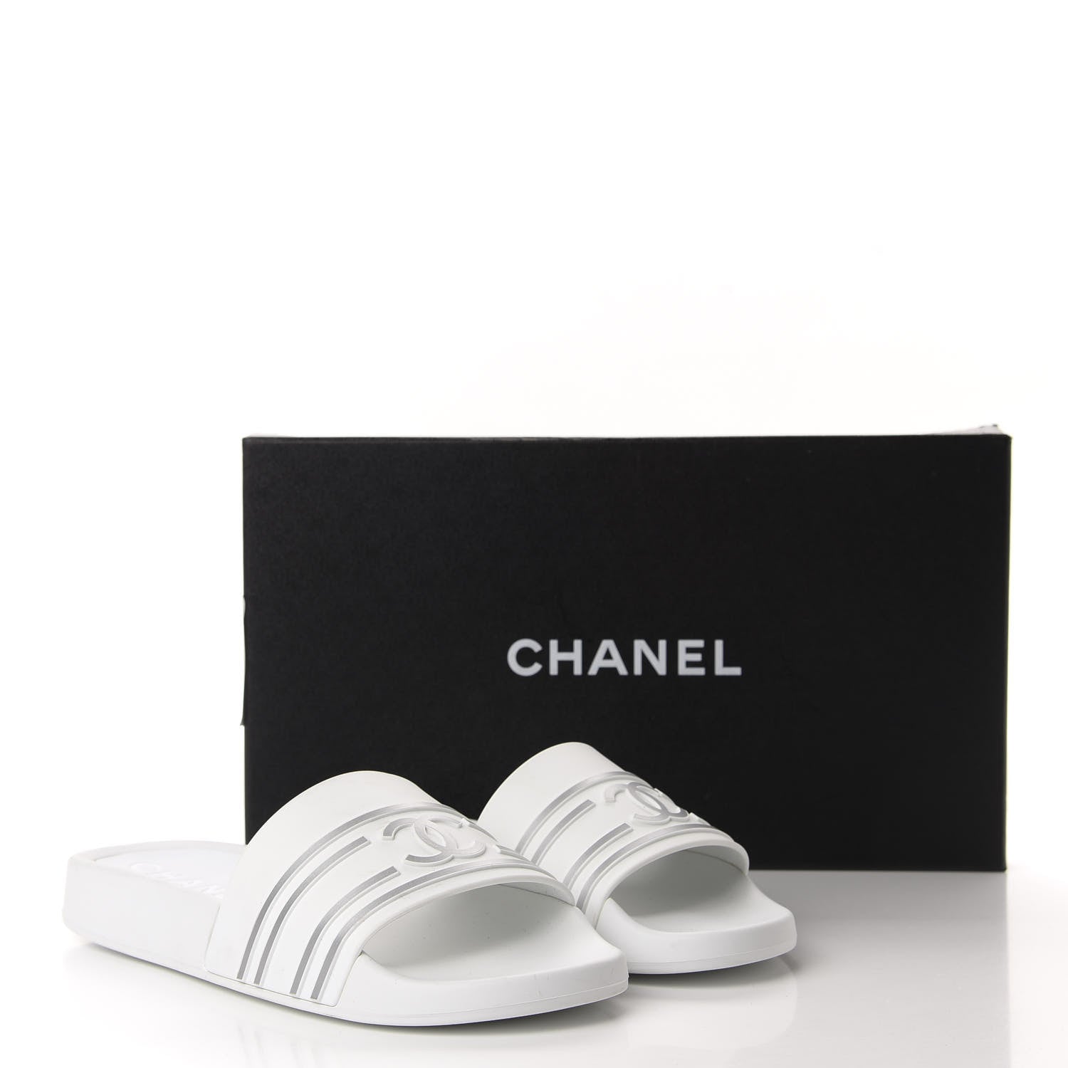 Chanel PVC CC Mules Sandals 38 White Grey 11 of 11