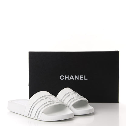 Chanel PVC CC Mules Sandals 38 White Grey 11 of 11