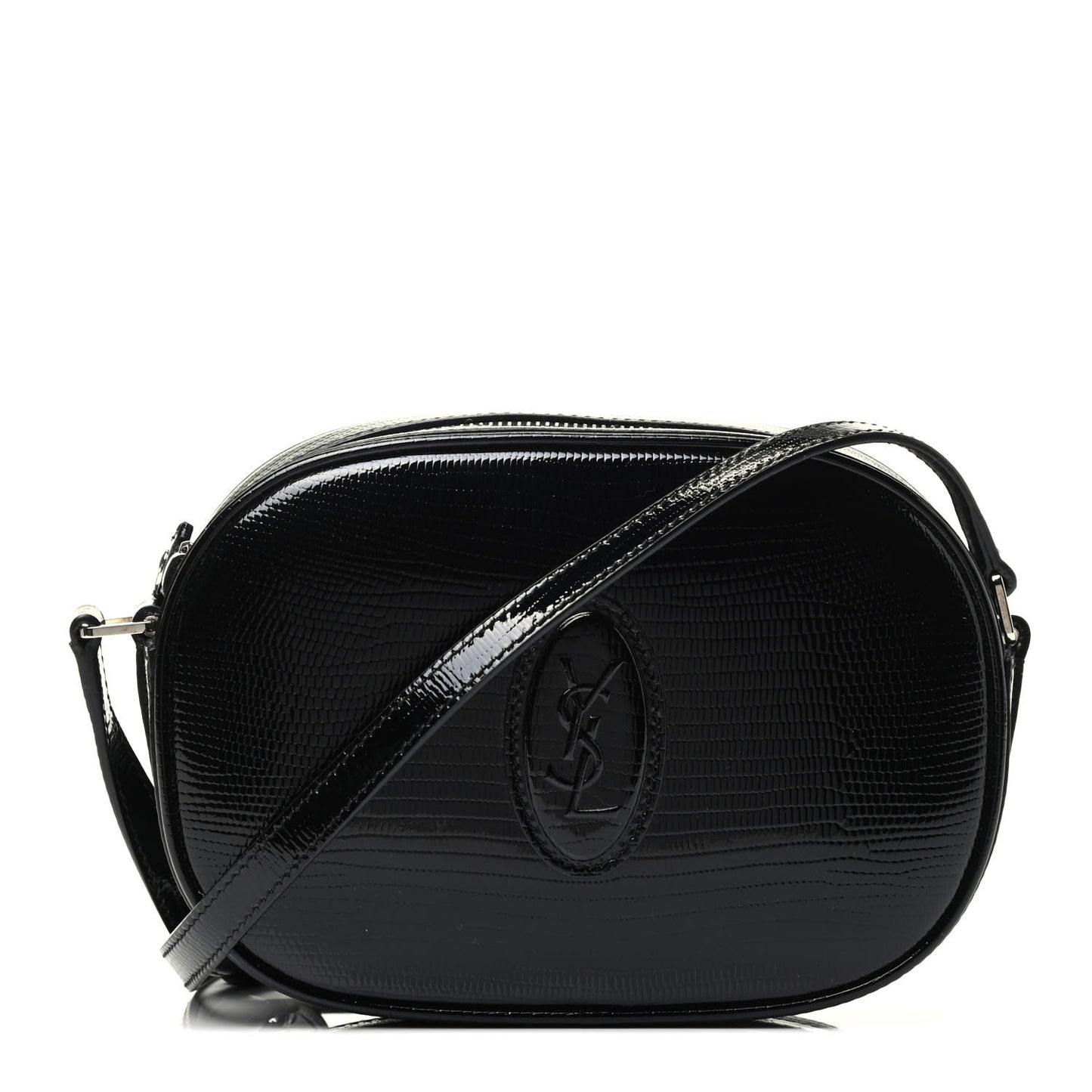Calfskin Lizard Embossed Le 61 Camera Bag Black